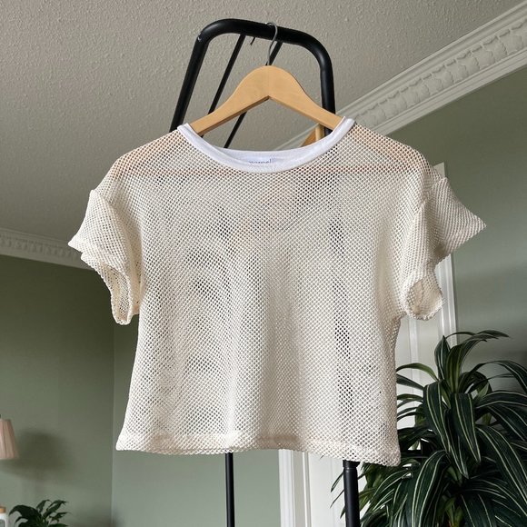 Urban Outfitters Nameless White Mesh T-Shirt - Picture 1 of 3